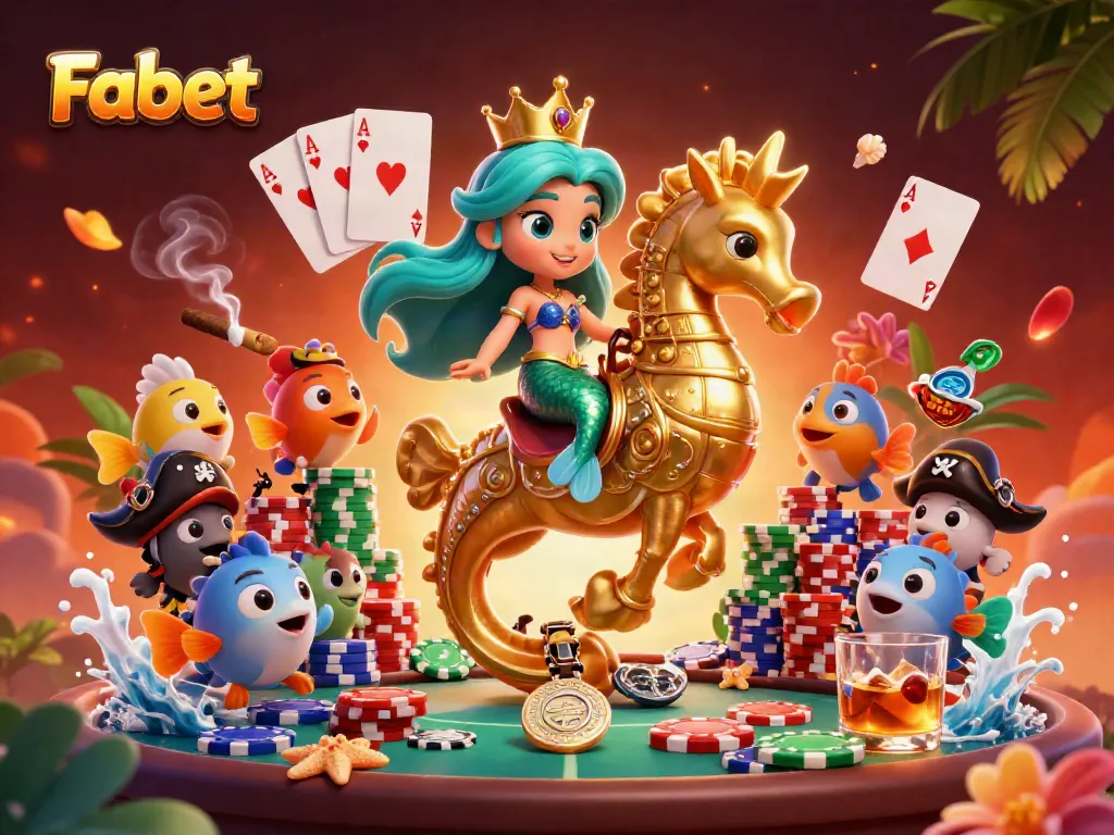 Experience thrilling gaming with Fabet’s vibrant mermaid princess and seahorse champions in casino adventure.