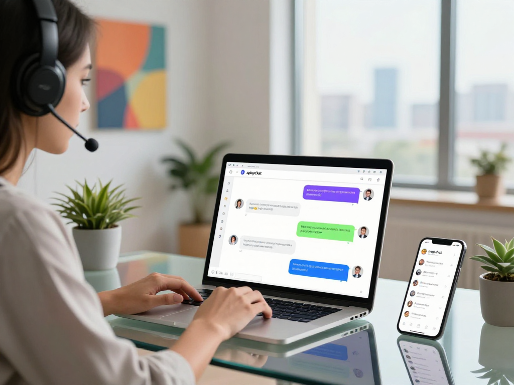 User interacting with "spicychat" AI on a laptop, showcasing vibrant chat interface and modern digital workspace.