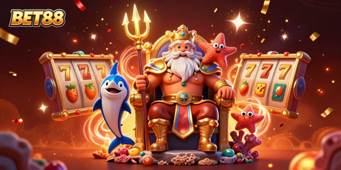 Experience excitement with BET88 in this vibrant casino-themed digital illustration.