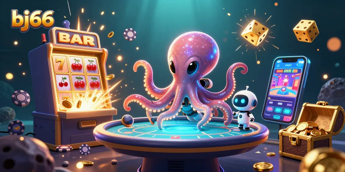 Experience thrilling gameplay with bj66 at a holographic poker table amidst galactic casino adventures.